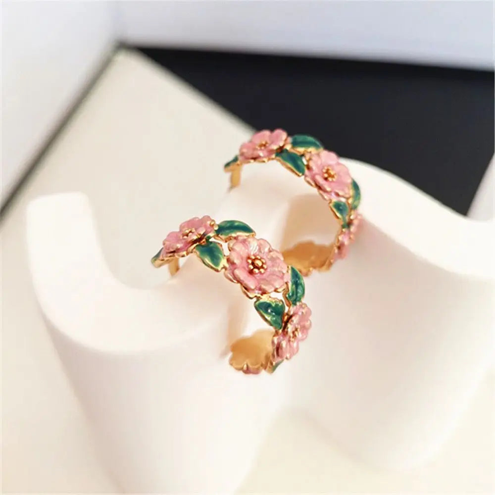 Rosette - Rose Enamel Earrings