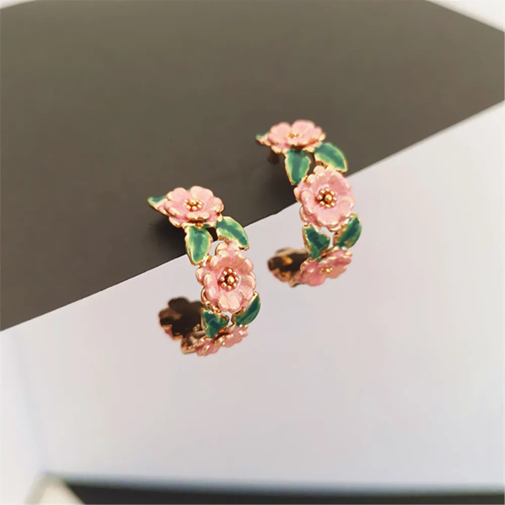 Rosette - Rose Enamel Earrings